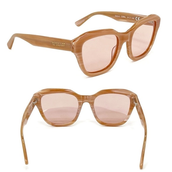 New Derek Lam 10 Crosby Sunglasses Square Lens Coral Frame Chunky Sunnies main image 6